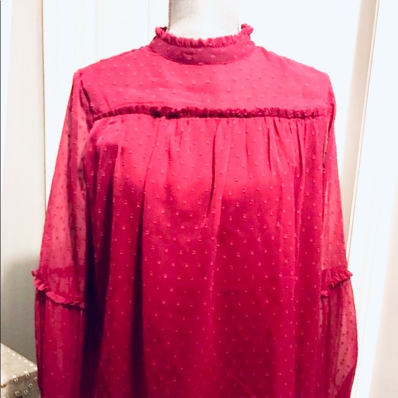 Japna High Collar Chiffon Blouse Size L - Picture 2 of 5